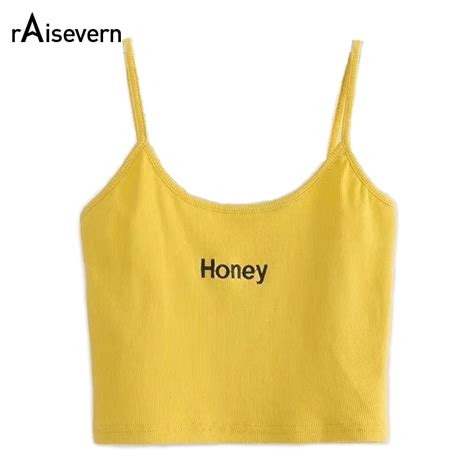 Raisevern Sexy Honey Crop Top New Embroidery Honey Letter Knitted Multi