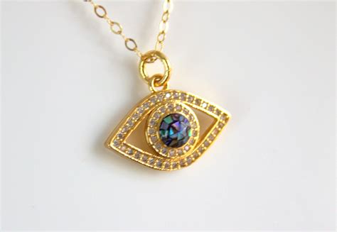 Gold Evil Eye Charm Necklace Fire Opal Bar Chain Necklaces Crystal Pave