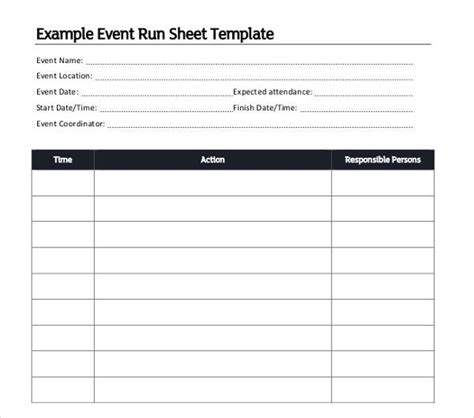 The excel gantt chart template breaks down a project by phase and task, noting who's responsible. 16+ Run Sheet Templates - PDF, DOC | Free & Premium Templates