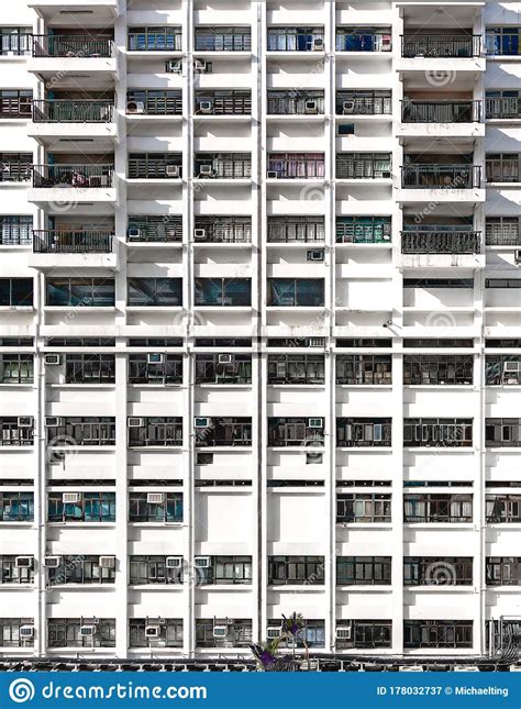 Dense Grid High Rise Residential Building Located In Kowloon Hong Kong