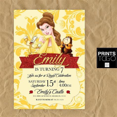Belle Birthday Party Invitations