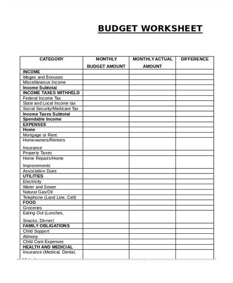 Family budget worksheet from a mom's take. 17+ Printable Budget Worksheet Templates - Word, PDF ...