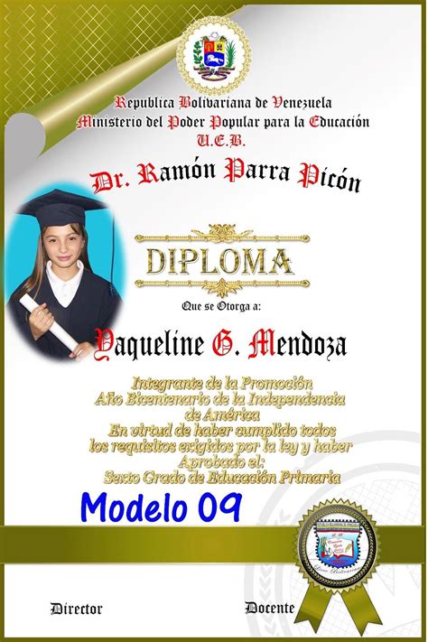 01 Jun 2019 Modelos De Diplomas De 6to Grado Diploma Graduaci 243 N
