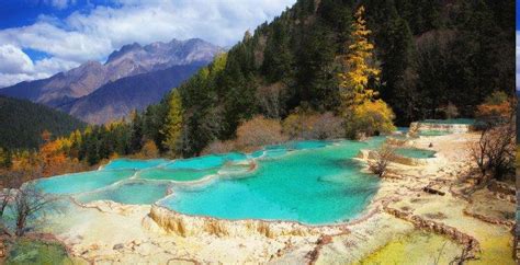 Nature Landscape Terraces Pond Mountain Forest China Fall Trees