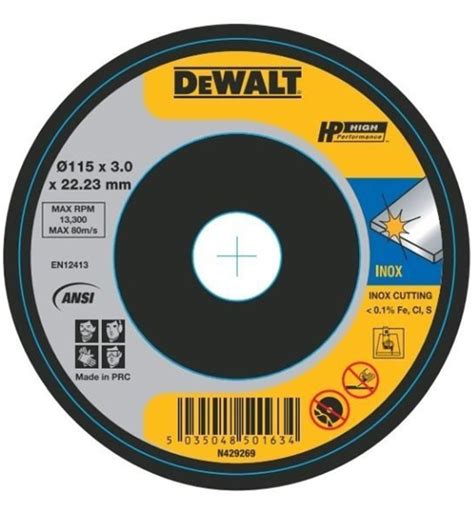 Dewalt Stainless Steel Cutting Wheel 115 X 1 X 2223mm Type 41