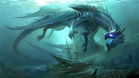 Japanese Dragon Art Blue Water Dragon