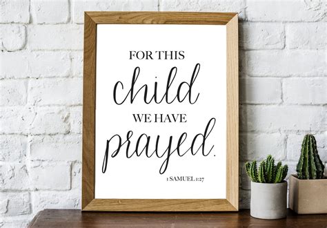 For This Child We Have Prayed Downloadable Print Nursery Etsy