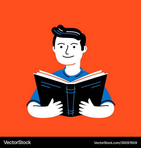 Man Reading Book In Flat Cartoon Style Education Vector Image