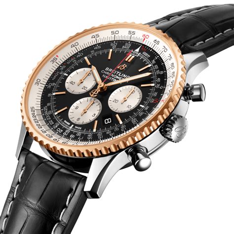 Breitling UB B P Navitimer B Chronograph Stainless Steel And K Red Gold Black Dial