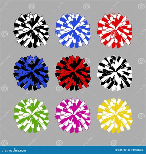 Vector Set Of Colorful Pom Poms Stock Vector Illustration Of Ball Purple