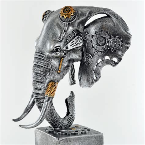 Steampunk Elephant Bust Fantasy Intricately Styled Elephant Head