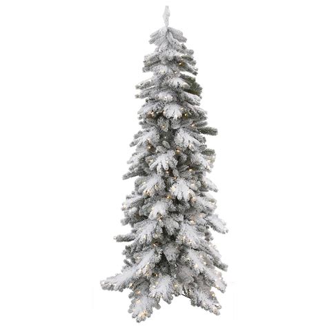 7 Foot Artificial Vail Pine Flocked Christmas Tree Clear