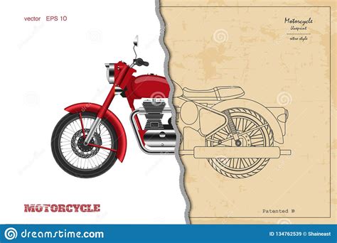 Motorcyclist riding vintage motorcycle sketch illustration vector stock vector image art alamy. Blueprint Of Retro Classic Motorcycle In Outline Style ...