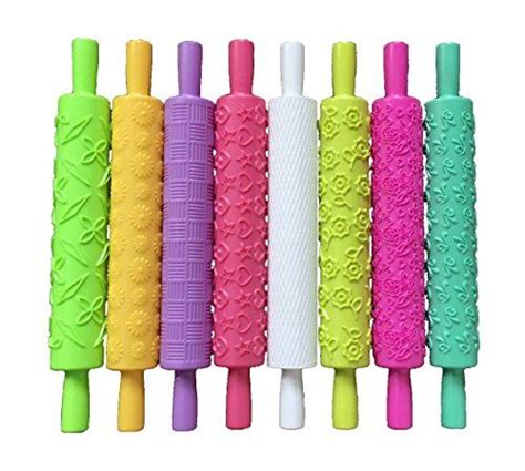 （set Of 8）cake Decorating Embossed Rolling Pins，textured