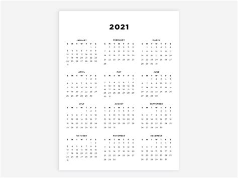 Printable 8x11 Bw Yearly Calendar Best Calendar Example Images And