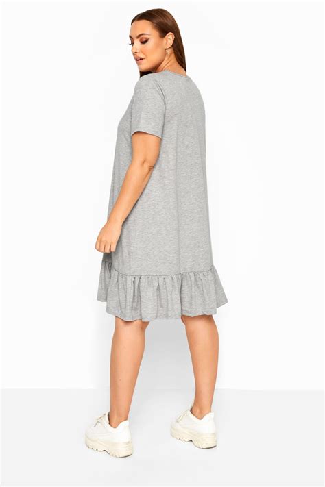 Limited Collection Grey Marl Frill Hem Dress Yours Clothing