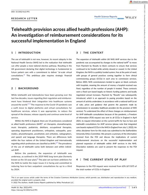 pdf telehealth provision across allied health professions ahp an investigation of