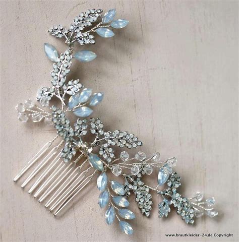 Kristall Perlen Brauthaarschmuck Haarkamm In Hellblau Jewerly Ear Cuff