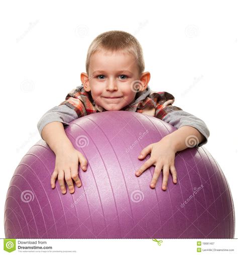 Cute Boy Playing With Fit Ball Stock Image Image Of Lifestyle