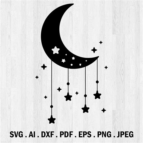 Moon And Stars Svg Celestial Svg File Vector Moon Etsy