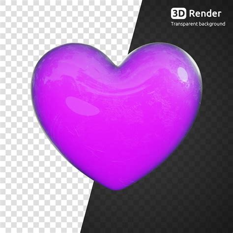 Render 3d de colorido corazón púrpura Archivo PSD Premium