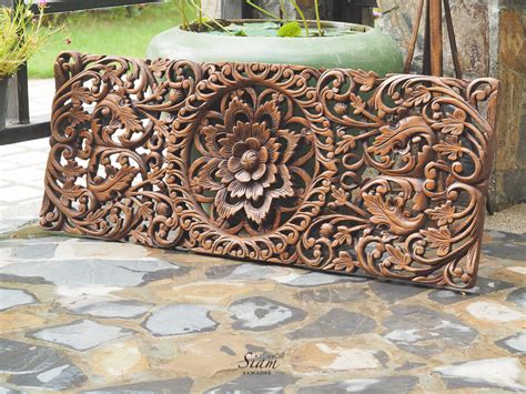 Buy Hand Carved Lotus Wall Art Panel Online