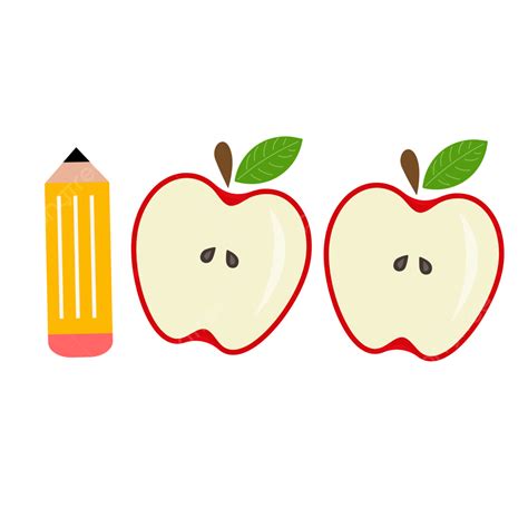 Pencil And Apple Png Vector Psd And Clipart With Transparent