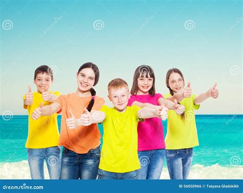 Group Children At Sea Stock Photo Image Of Teenagers 56050966