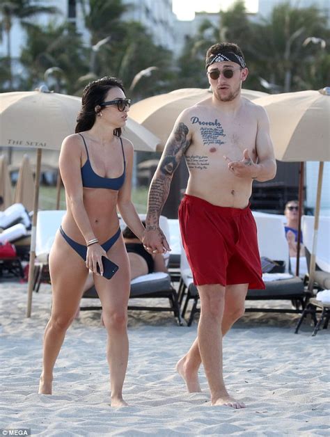 Johnny Manziel Hits Beach Again As Fiance Bre Tiesi Shows Off Body Daily Mail Online