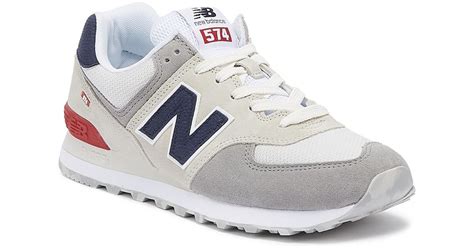 New balance 574 trainers in red. New Balance Suede 574 Mens Grey / Navy Trainers in Gray ...
