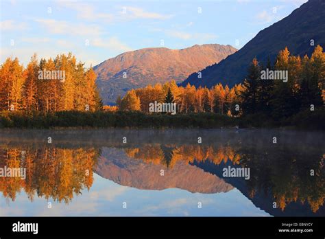Autumn Landscape With Lake At The Chugach National Forest Usa Alaska