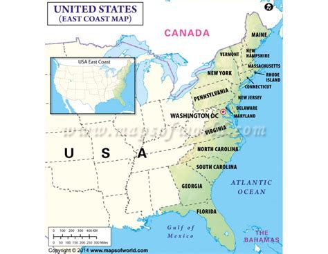 East Coast Map Usa States