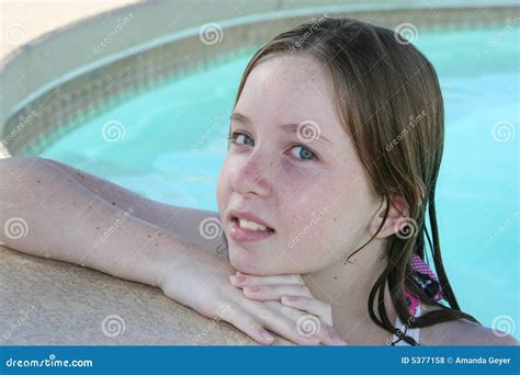 Teen Girl Jumping In The Swimming Pool Stock Image Cartoondealer