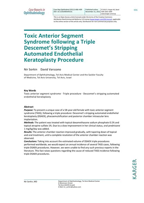 Pdf Toxic Anterior Segment Syndrome Following A Triple Descemet S Stripping Automated