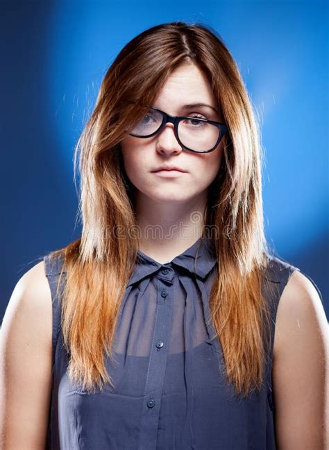 Disappointed Young Woman With Nerd Glasses Confused Girl Royalty Free