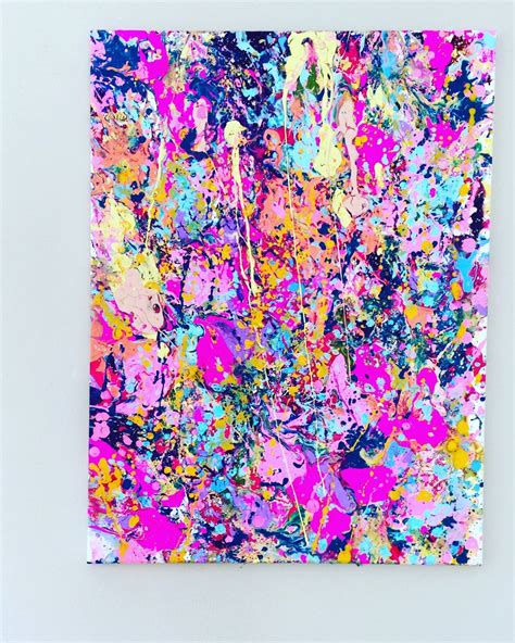 Splatter Pink Art Abstract Painting Large Acrylic Art Original