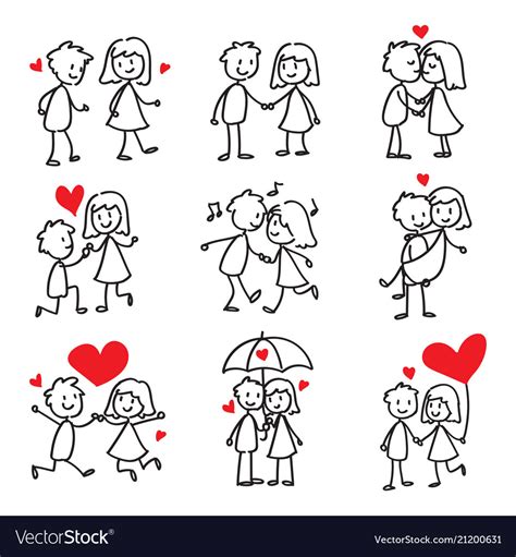 Couple In Love Stick Figure Doodle Royalty Free Vector Image