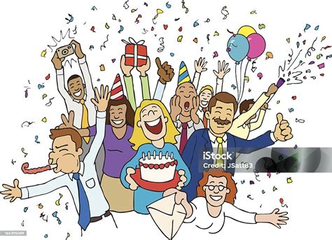 Office Celebration Cartoon Stock Illustration Download Image Now Istock