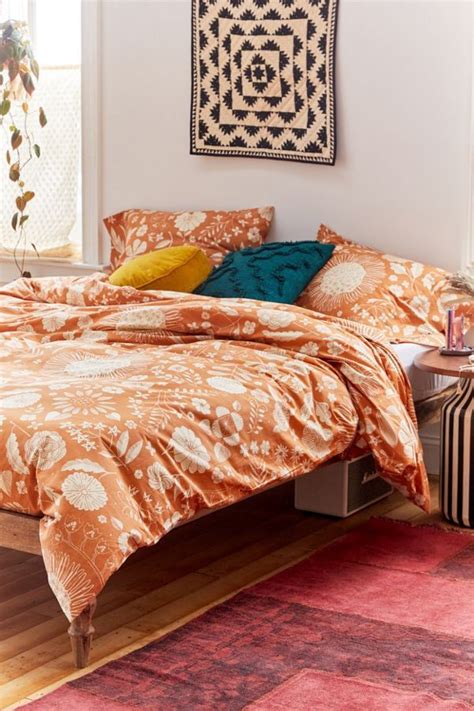 Shelby Woodblock Floral Duvet Set Urban Outfitters Soft Pillows Wash