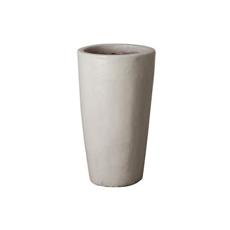 Emissary 225 In Tall Round Distressed White Ceramic Planter 12132wt 1