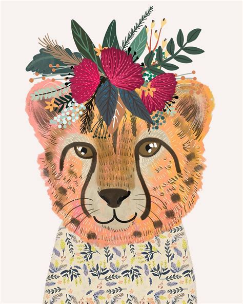 Delightful Illustrations Of Animals Wearing Flower Crowns