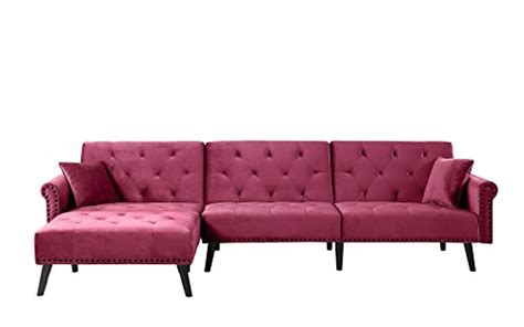 Divano Roma Furniture Mid Century Modern Style Velvet Sleeper Futon