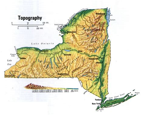 Topographical Map Of New York State New York On A Map