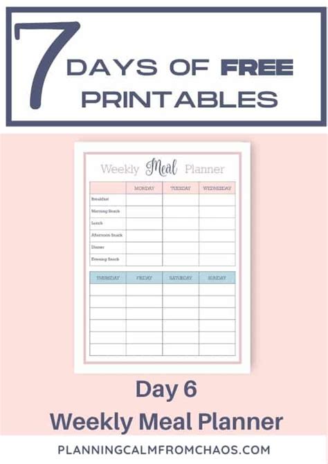 Free Printable Weekly Meal Planner Planning Calm From Chaos