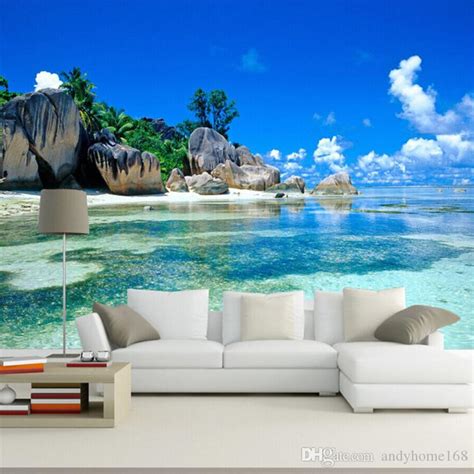 Where can i get ocean art for my home? Custom Mural Wallpaper 3D Ocean Sea Beach Photo Background ...