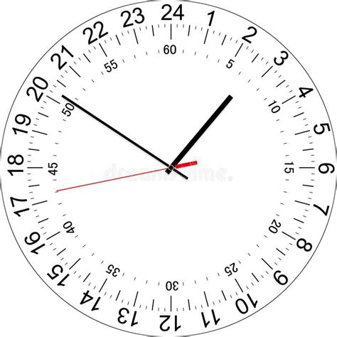 24 Hours Clock Dial With The Seconds Dial Vector Illustration Stock