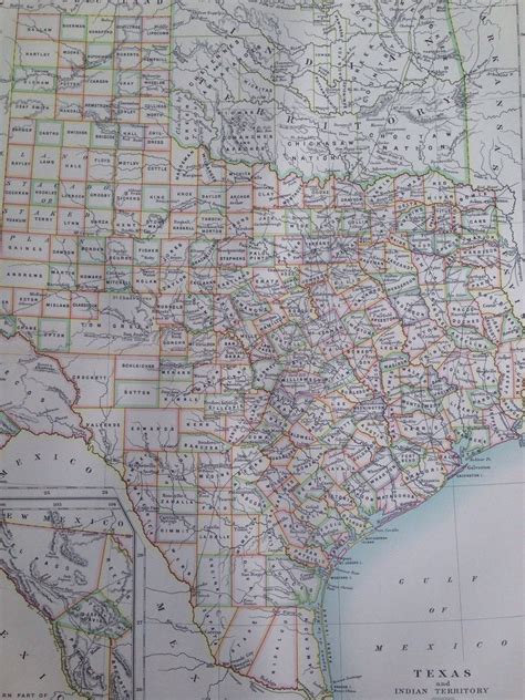 1875 Texas Large Original Antique Map Us State Map Etsy Antique Map
