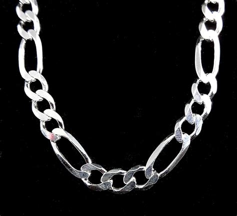 6mm Solid 925 Sterling Silver Italian Mens Figaro Chain Necklace Made