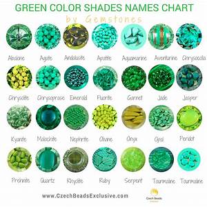 Green Color Shades Names Chart For Beads Buttons Cords