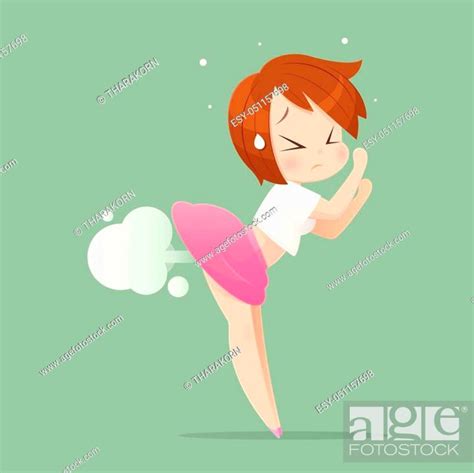 Woman Farting With Blank Balloon Out From His Bottom Vector Concept With Healthcare And